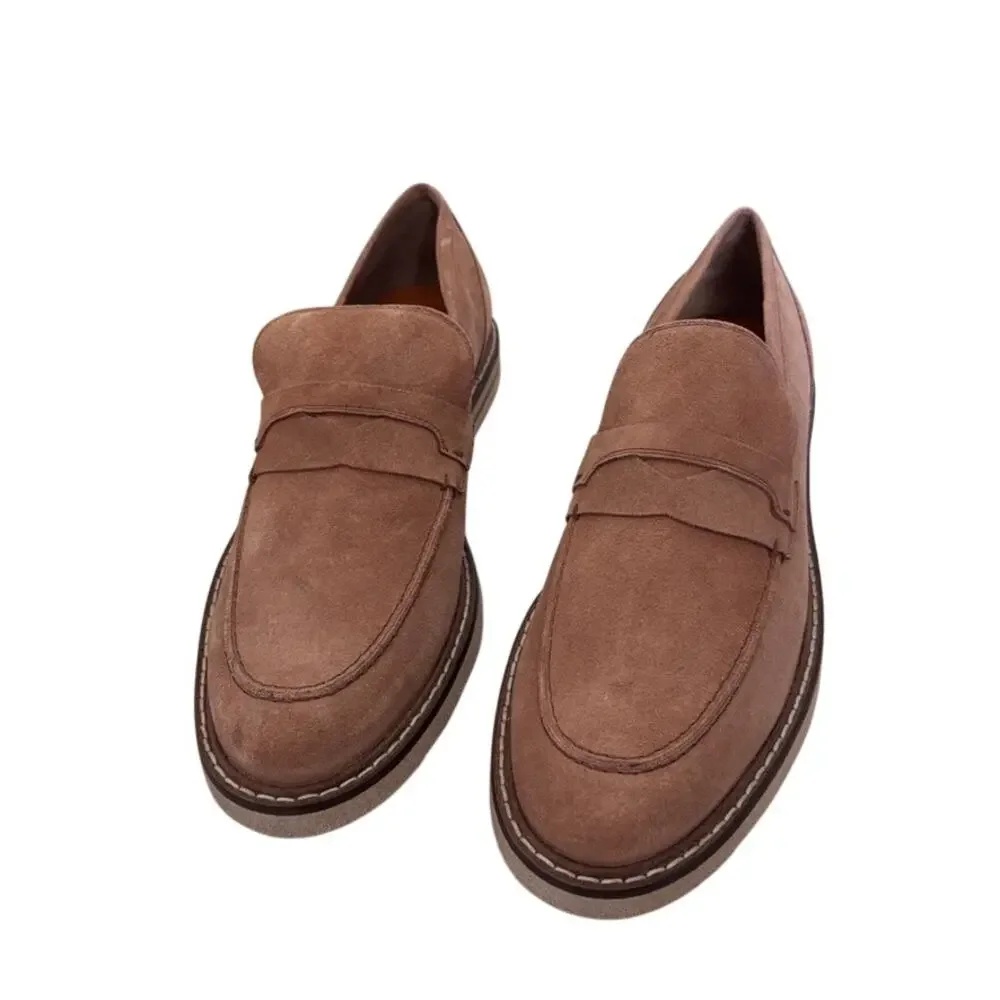 NEW JP Pierre Men's Loafers Designer Cognac Brown Suede 9D Formal Going Out